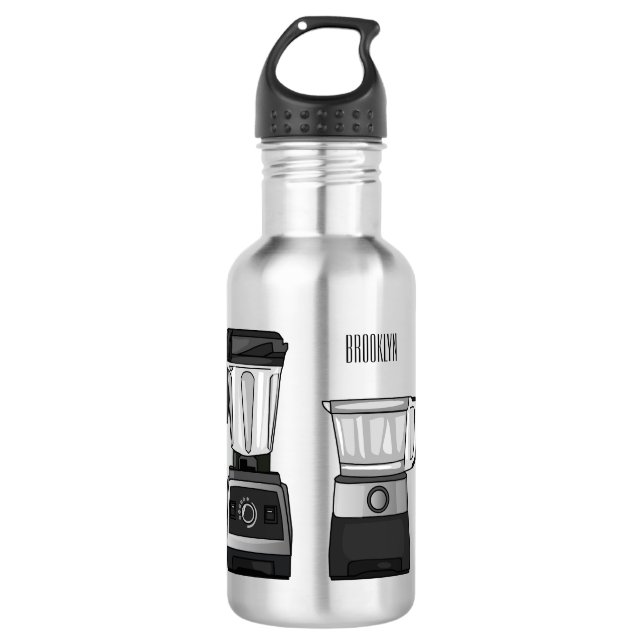 Food processor & blender cartoon illustration  stainless steel water bottle (Front)