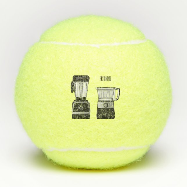 Food processor & blender cartoon illustration  tennis balls (Front)