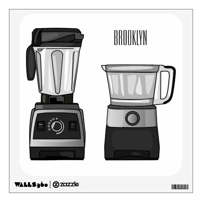 Food processor & blender cartoon illustration  wall decal (Front)