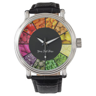 Food Rainbow Clock - Colorful Fruit and Vegetables Watch
