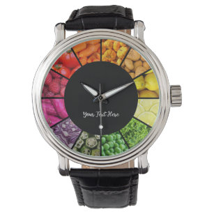 Food Rainbow Clock - Colorful Fruit and Vegetables Watch