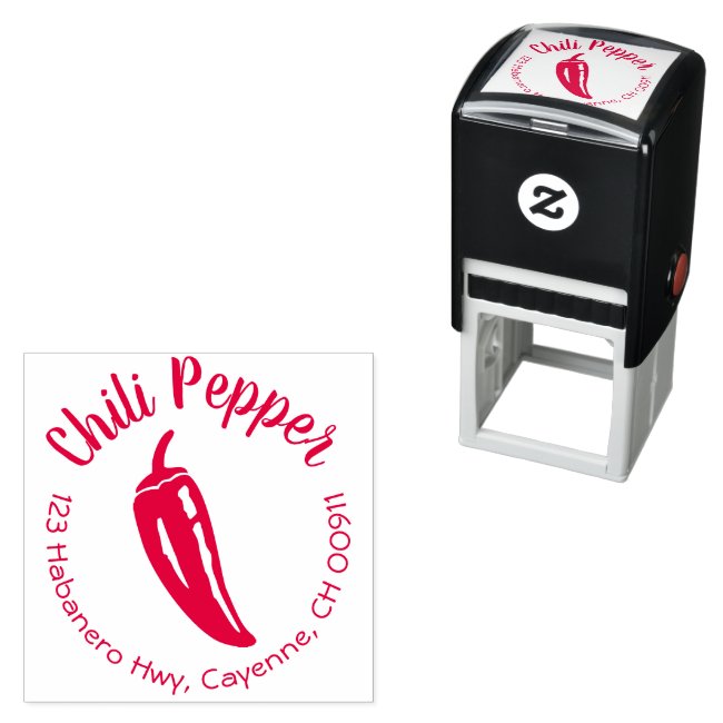 Food Round Self Inking Address Stamp Chili Pepper