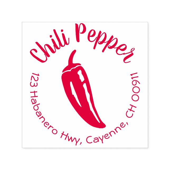 Food Round Self Inking Address Stamp Chili Pepper (Design)