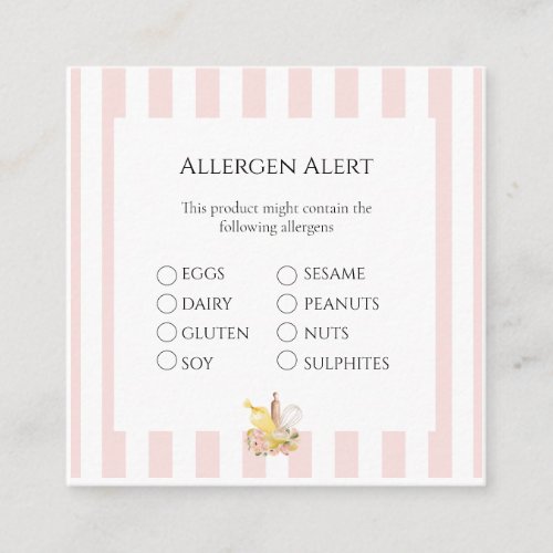 Food Safety Allergen Alert Card