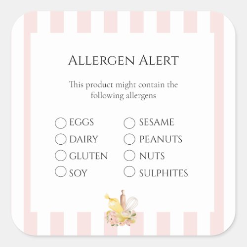 Food Safety Allergen Alert Square Sticker