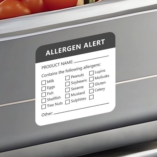 Food Safety Allergen Info Warning Restaurant Square Sticker (Creator Uploaded)