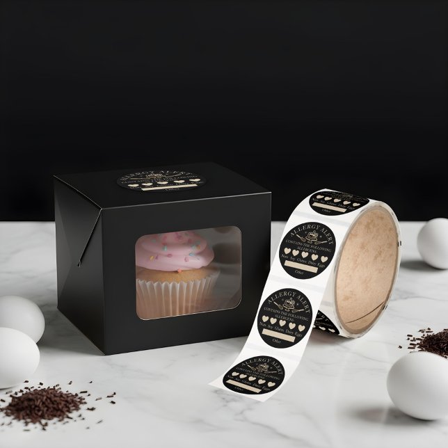 Food Safety Allergy Alert Bakery Cake & Whisk Classic Round Sticker (Food Safety Allergy Alert Bakery Cake & Whisk Classic Round Sticker)