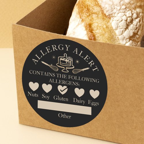 Food Safety Allergy Alert Bakery Cake  Whisk Classic Round Sticker