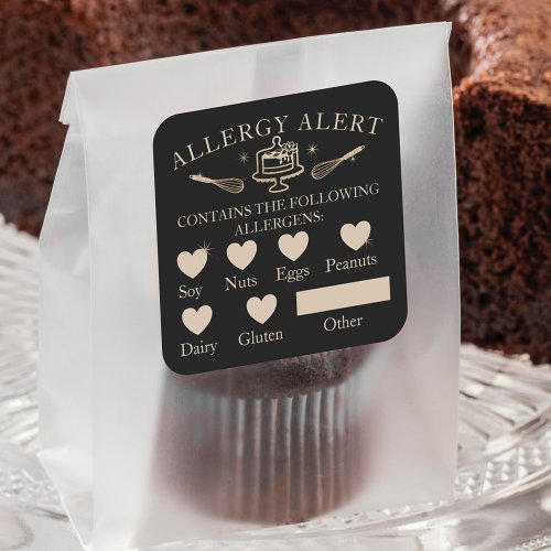 Food Safety Allergy Alert Bakery Cake  Whisk Square Sticker