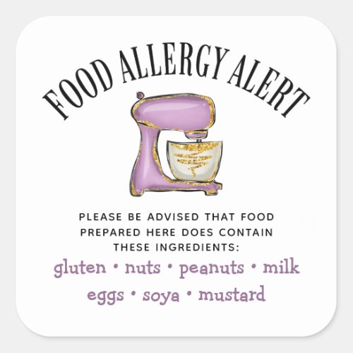 Food Safety Allergy Alert Bakery Pastry Square Sticker