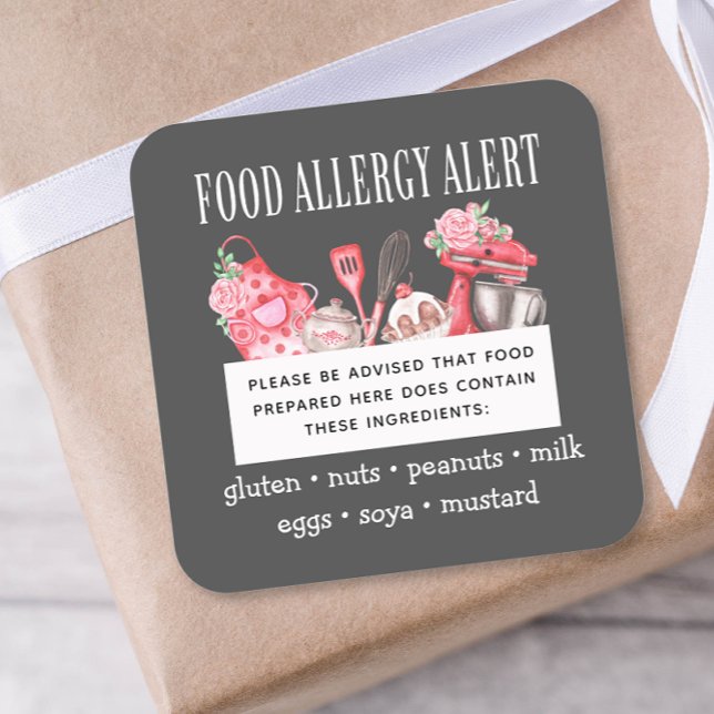 Food Safety Allergy Alert Bakery Pastry  Square Sticker (Creator Uploaded)