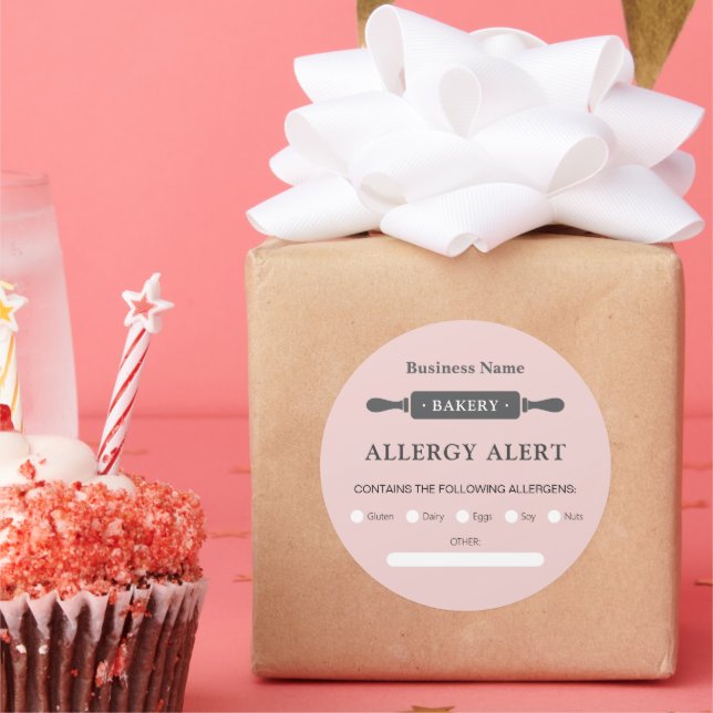 Food Safety Allergy Alert Bakery Rolling Pin Classic Round Sticker (Party)