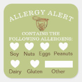 Food Safety Allergy Alert Bakery Wooden Standmixer Square Sticker (Front)