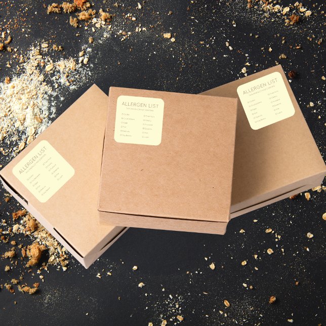 Food Safety Allergy Ingredient Bake Natural Cream Square Sticker (Creator Uploaded)