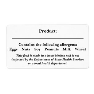 FOOD SAFETY LABELS Cottage Law Farmers Market