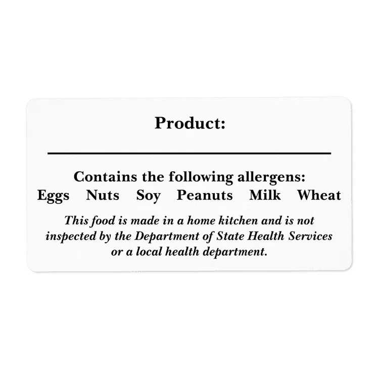FOOD SAFETY LABELS Cottage Law Farmers Market | Zazzle