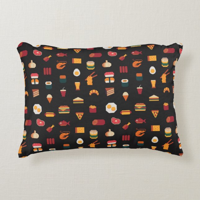 Food seamless pixel art pattern,fabric textures,is accent pillow (Front)