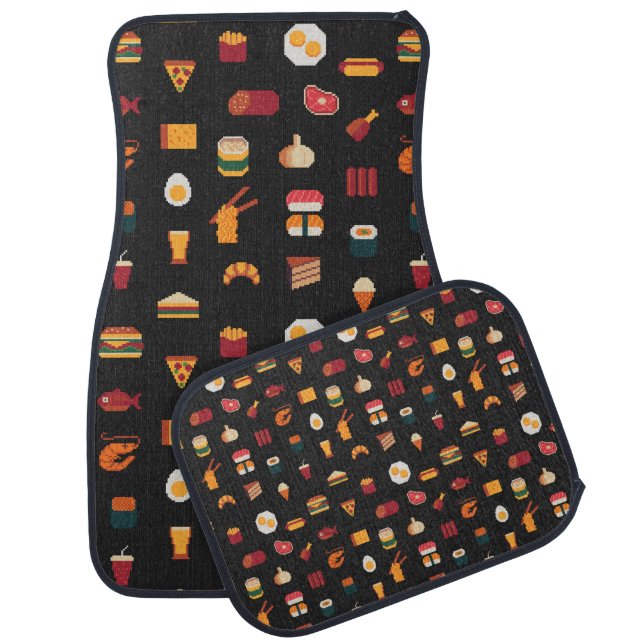 Food seamless pixel art pattern,fabric textures,is car floor mat (Set)