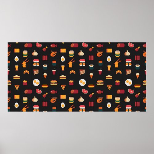 Food seamless pixel art patternfabric texturesis poster