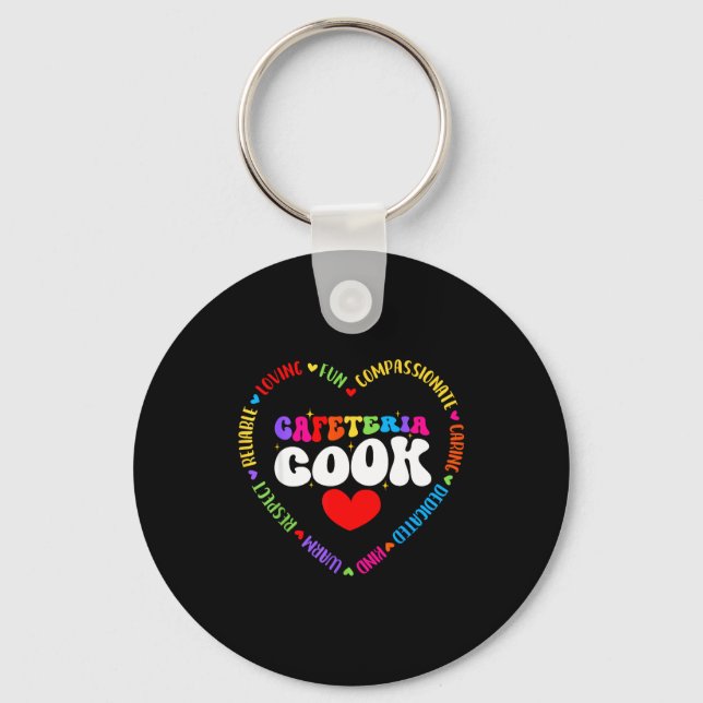 Food Services Crew Cafeteria Cook Helper School Sq Keychain (Front)