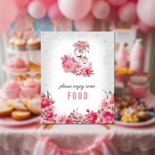 Food Sign Baby Shower Silver Flamingo Ballerina