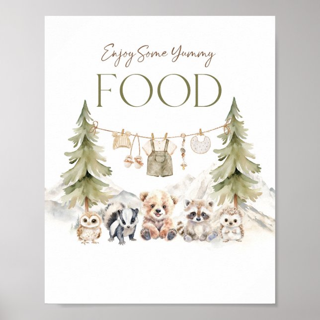 Food Sign Woodland Adventure Boy Baby Shower (Front)