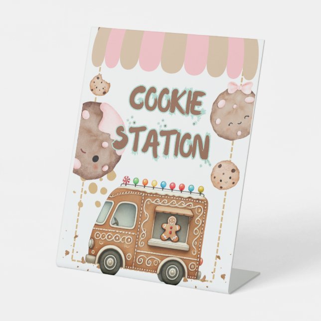 Food Signage Cookie Station For Party Food Label Pedestal Sign (Front)