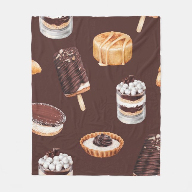 food sketch delicious beautiful desserts and pastr fleece blanket (Front)