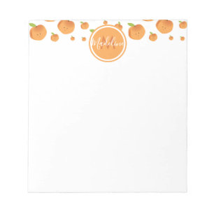 Food Smiling Peaches Border Name Initial Notepad