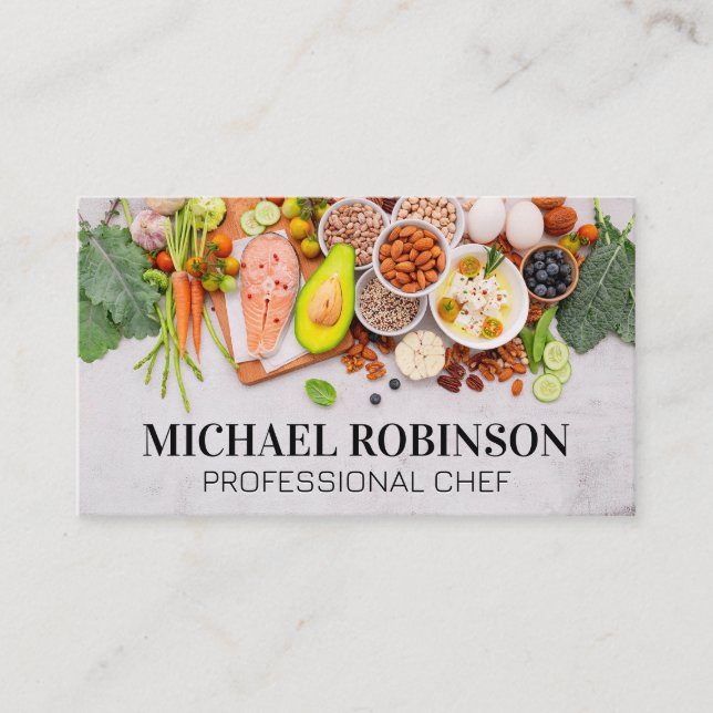 Food Spread on Table | Culinary Business Card (Front)
