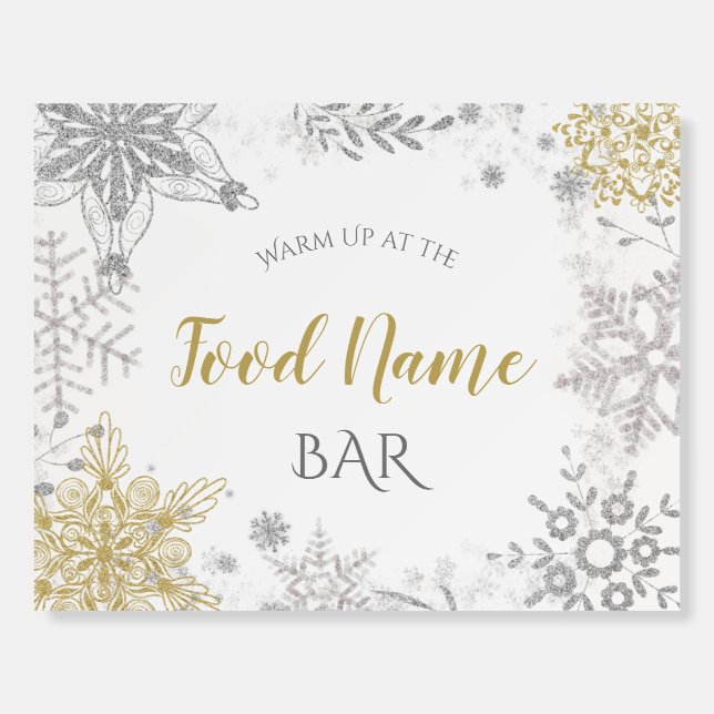 Food Station Winter Wonderland Silver Gold  Foam Board (Front)