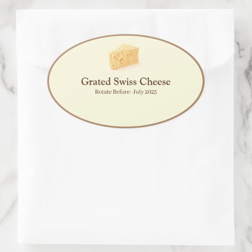 Food Storage Kitchen Stickers_Grated Swiss Cheese Oval Sticker