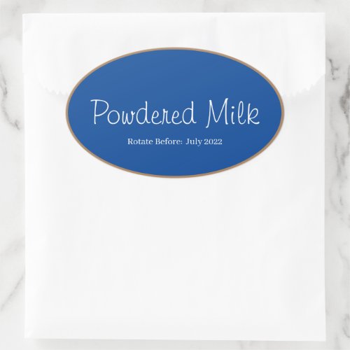 Food Storage Kitchen Stickers_Powdered Milk Oval Sticker