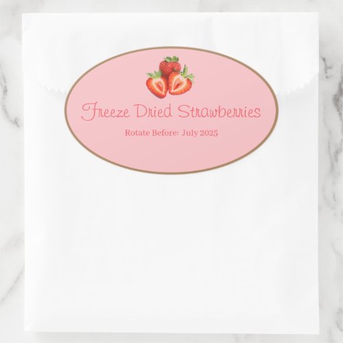Food Storage Kitchen Stickers_Strawberries Oval Sticker