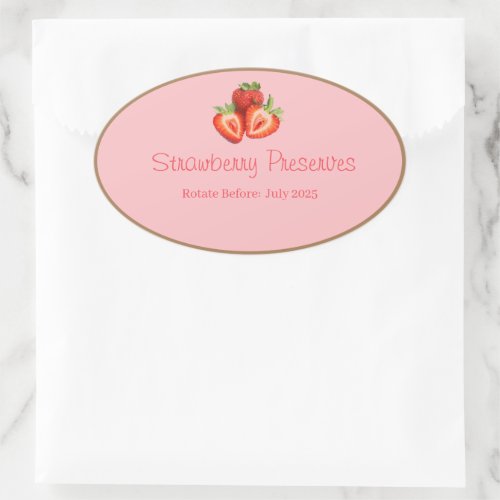 Food Storage Kitchen Stickers_Strawberry Preserves Oval Sticker