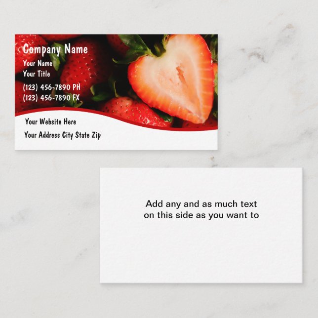 Food Strawberries Business Cards (Front/Back)