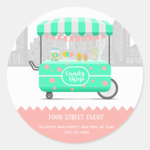 Food street candy shop classic round sticker