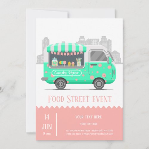 Food street candy shop invitation