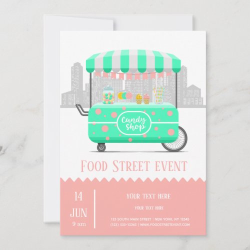 Food street candy shop invitation