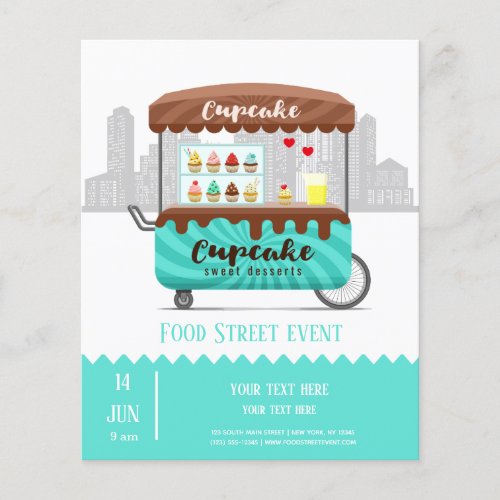 Food street cupcake sweet desserts flyer