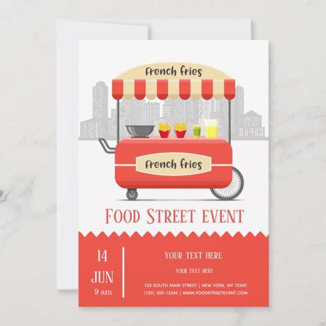 Food street french fries invitation (Front)