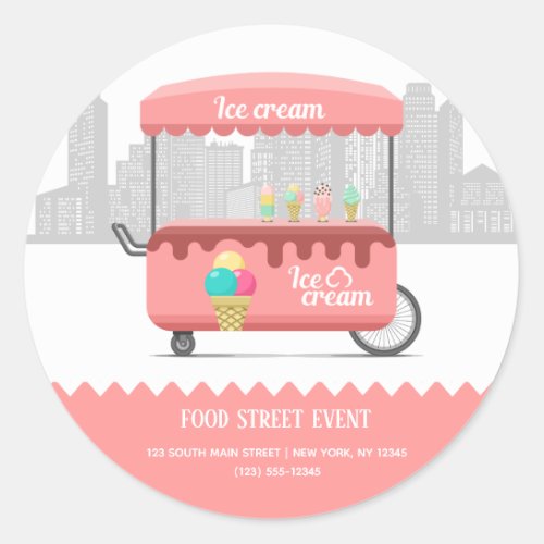 Food street ice cream classic round sticker