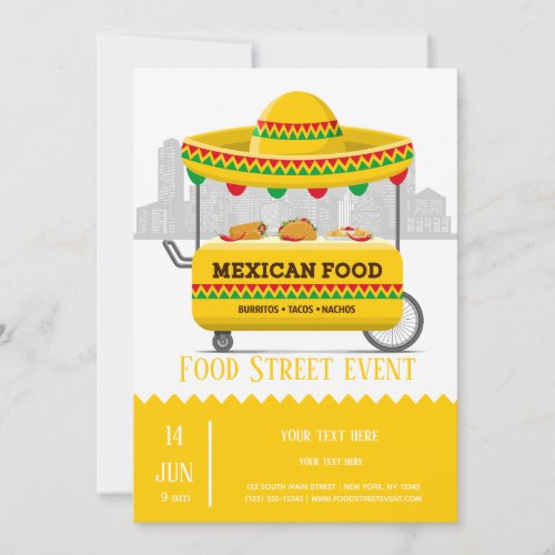 Food street mexican food invitation