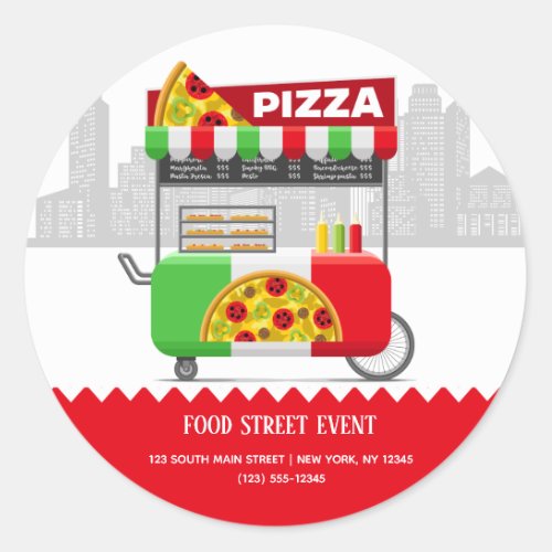 Food street pizza classic round sticker