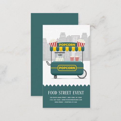 Food street popcorn snack business card
