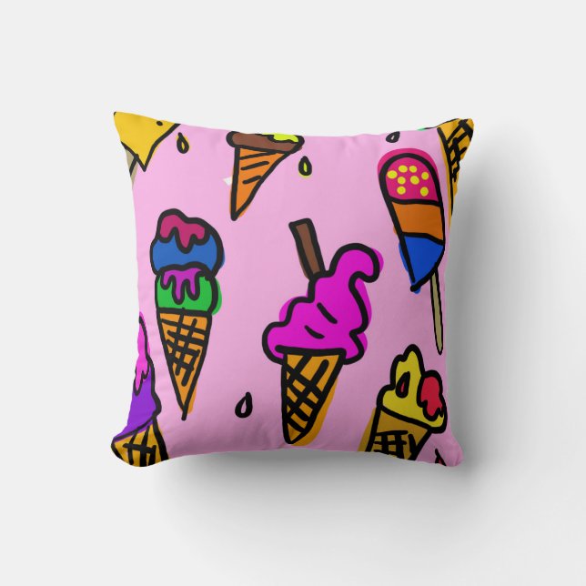 Food Sweet Dessert Ice Cream Background Design Throw Pillow (Front)