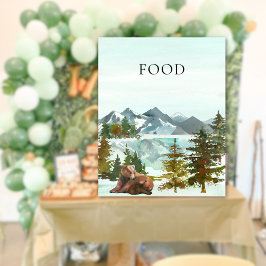 Food Table Adventure Rustic Bears Baby Shower Poster