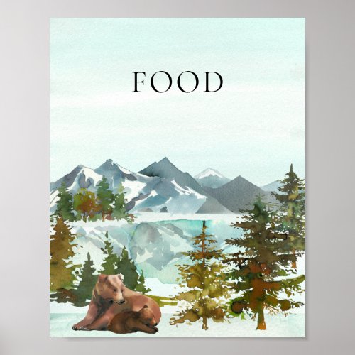 Food Table Adventure Rustic Bears Baby Shower Poster