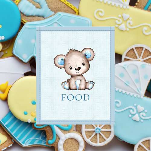 Food Table Cute Brown Bear Baby Shower Poster