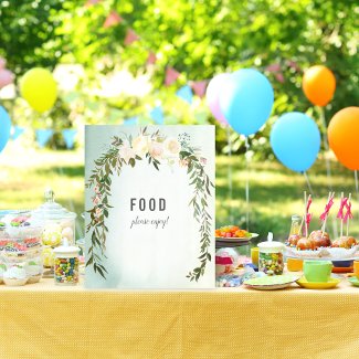 Food Table Green White Rose Baby Sprinkle Shower